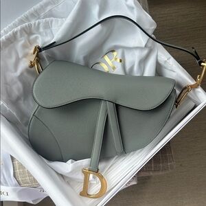 FULL SET - Dior Saddle Bag Grey with Gift Bag and Dust Bag